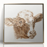Romanticism Art: Head of a Cow - Historical Animal Sketch Canvas Print