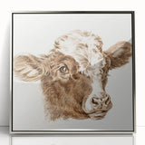 Romanticism Art: Head of a Cow - Historical Animal Sketch Canvas Print