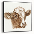 Romanticism Art: Head of a Cow - Historical Animal Sketch Canvas Print