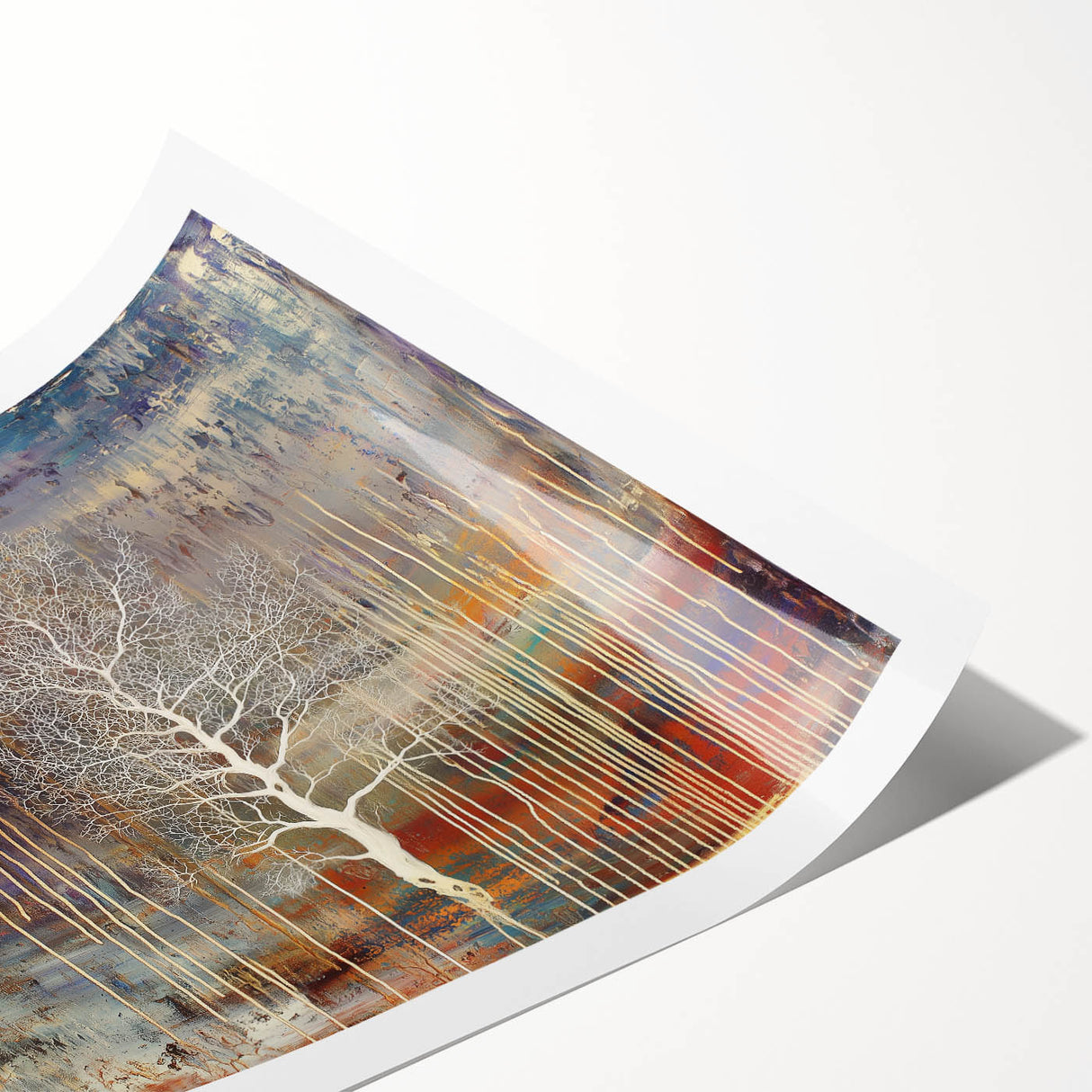 Golden Blue Abstract Tree Wall Art - Large Canvas & Framed Print