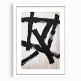 Minimalist abstract framed artwork with a white mat, showcasing soft pastel colors and geometric shapes, perfect for modern home decor.