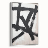 Framed minimalist abstract canvas artwork showcasing a sleek white design, viewed from the side, perfect for modern home decor and enhancing interior aesthetics.