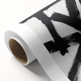 Abstract minimalist rolled canvas artwork showcasing soft, muted colors and geometric shapes, elegantly packaged in a protective cardboard tube for safe delivery.