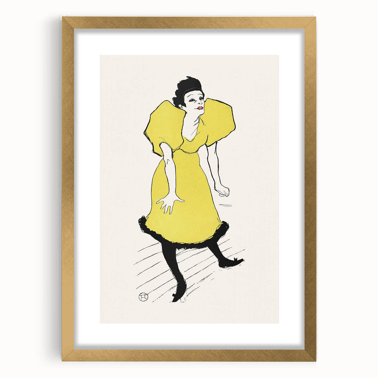 Toulouse-Lautrec Wall Art - Polaire on Stage in Yellow Dress