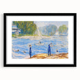 Modern Wall Art - Sunny Riverside Scene with Bathers | Serene Summer Decor