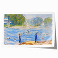 Modern Wall Art - Sunny Riverside Scene with Bathers | Serene Summer Decor