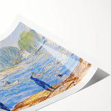 Modern Wall Art - Sunny Riverside Scene with Bathers | Serene Summer Decor