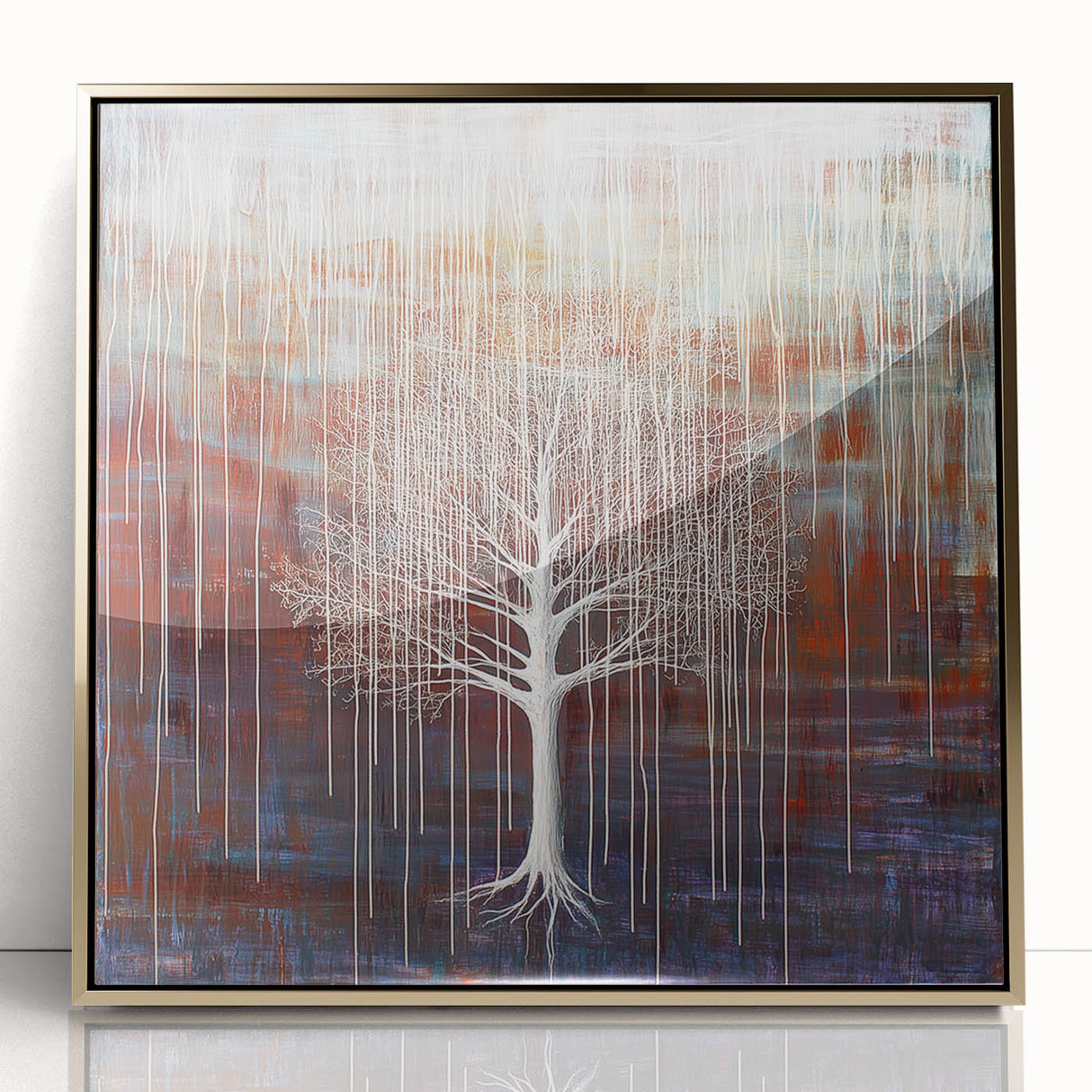 Rustic Blue Abstract Tree Wall Art - Large Canvas & Framed Print