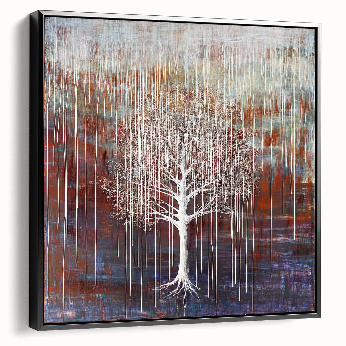 Rustic Blue Abstract Tree Wall Art - Large Canvas & Framed Print