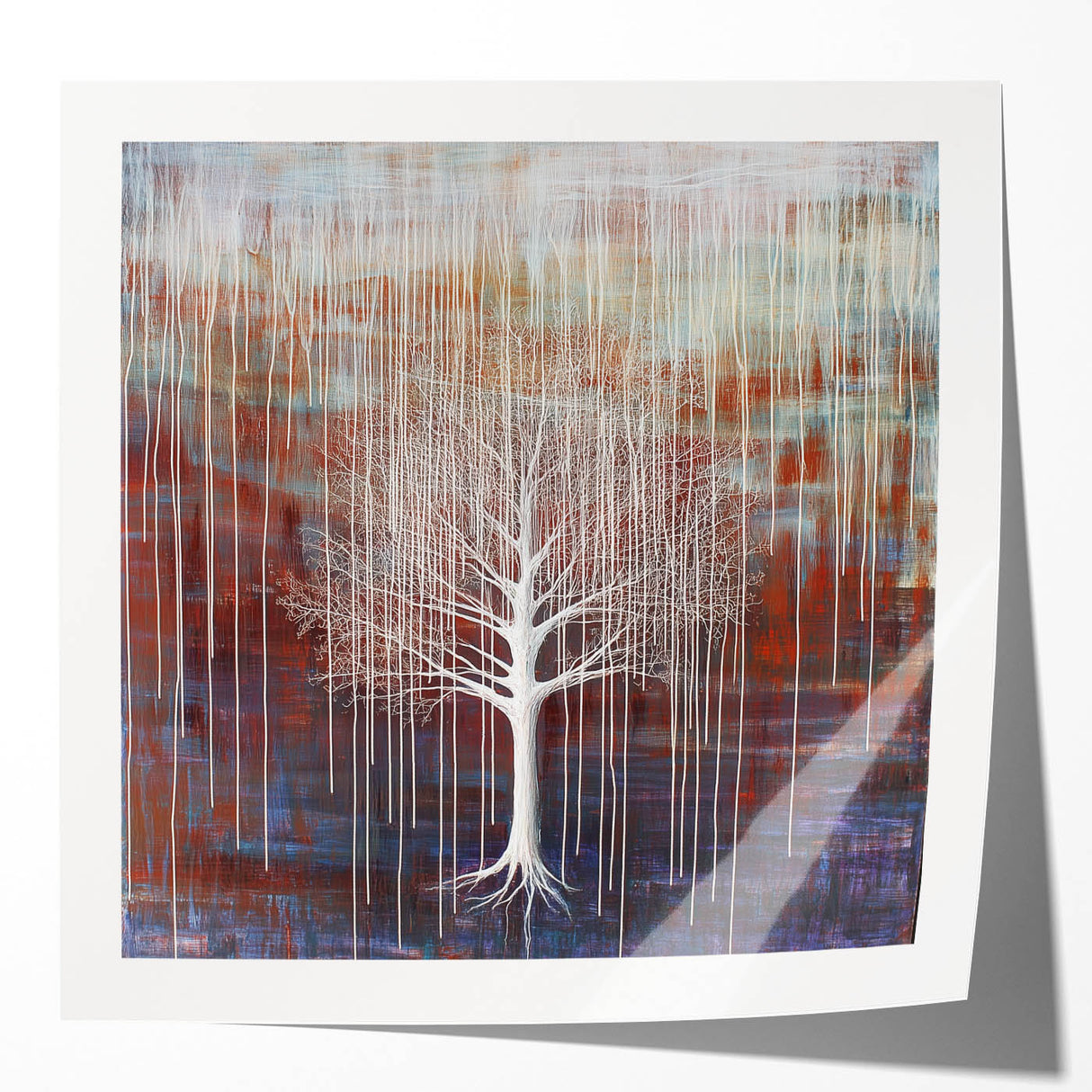 Rustic Blue Abstract Tree Wall Art - Large Canvas & Framed Print