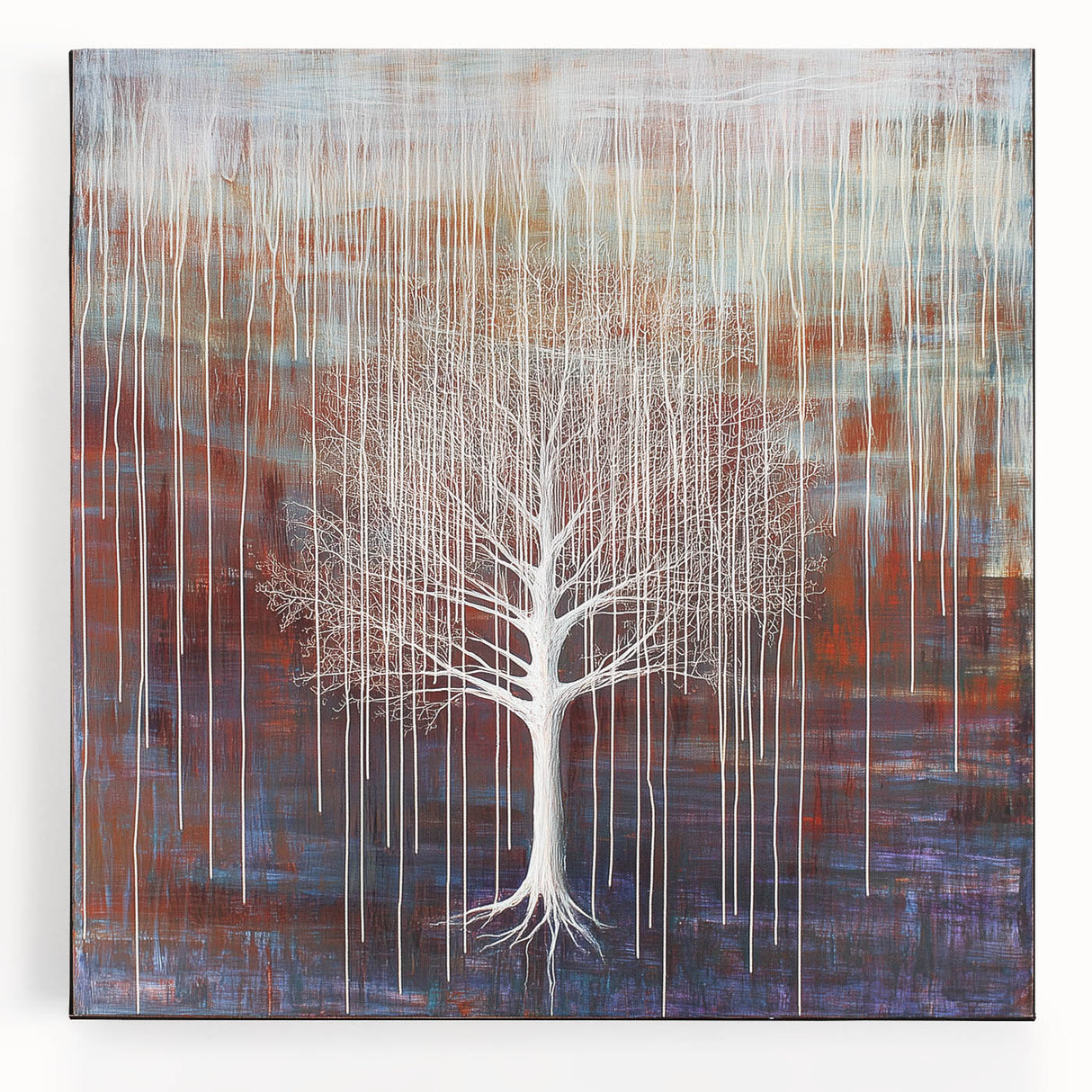 Rustic Blue Abstract Tree Wall Art - Large Canvas & Framed Print