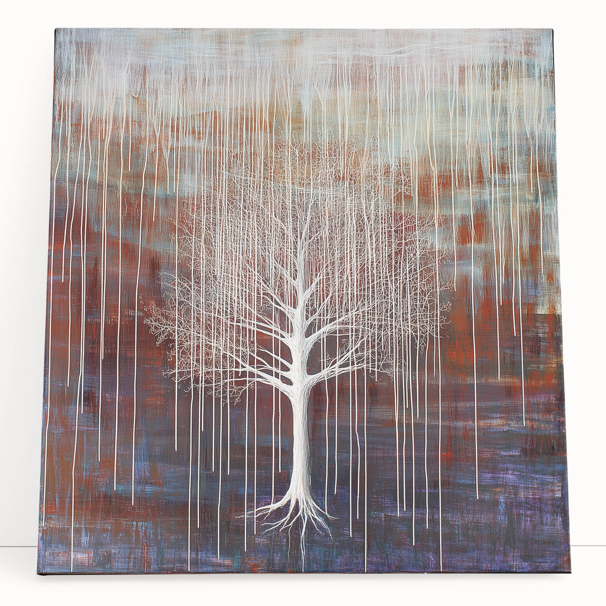 Rustic Blue Abstract Tree Wall Art - Large Canvas & Framed Print
