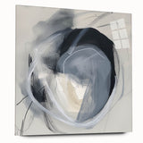 Abstract minimalist acrylic glass artwork displayed in a side view, showcasing smooth lines and soft color gradients, perfect for modern home decor.