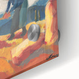 Modern Wall Art - Vibrant Rural Landscape with Worker | Colorful Art Print