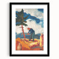 Modern Wall Art - Vibrant Rural Landscape with Worker | Colorful Art Print