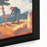 Modern Wall Art - Vibrant Rural Landscape with Worker | Colorful Art Print