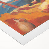 Modern Wall Art - Vibrant Rural Landscape with Worker | Colorful Art Print