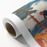 Modern Wall Art - Vibrant Rural Landscape with Worker | Colorful Art Print