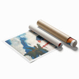 Modern Wall Art - Vibrant Rural Landscape with Worker | Colorful Art Print