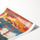 Modern Wall Art - Vibrant Rural Landscape with Worker | Colorful Art Print