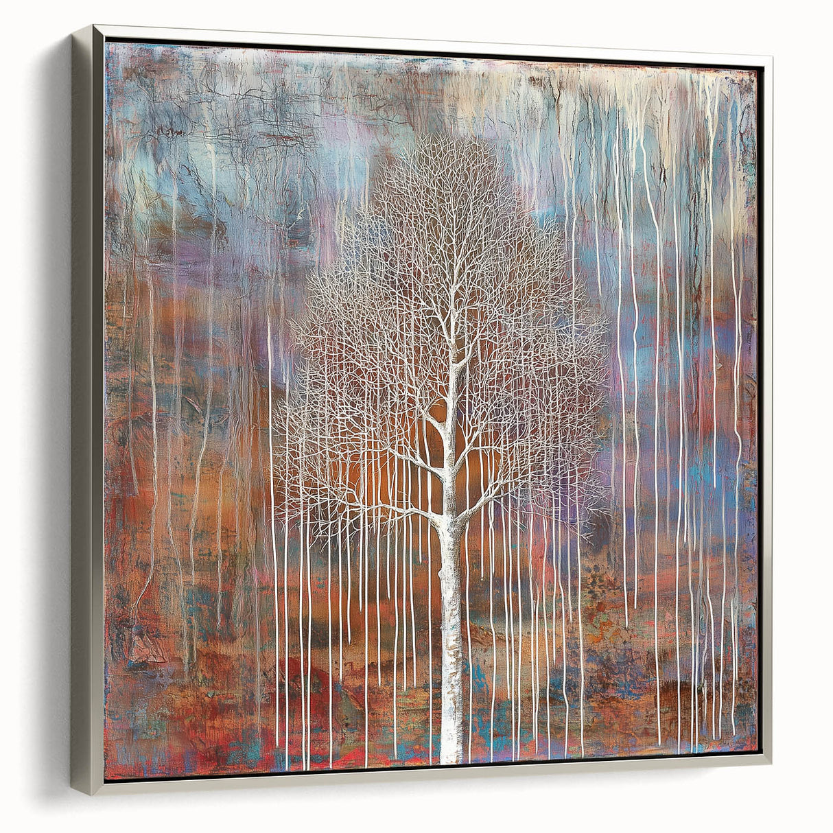 Teal and Brown Abstract Tree Wall Art - Large Canvas & Framed Print