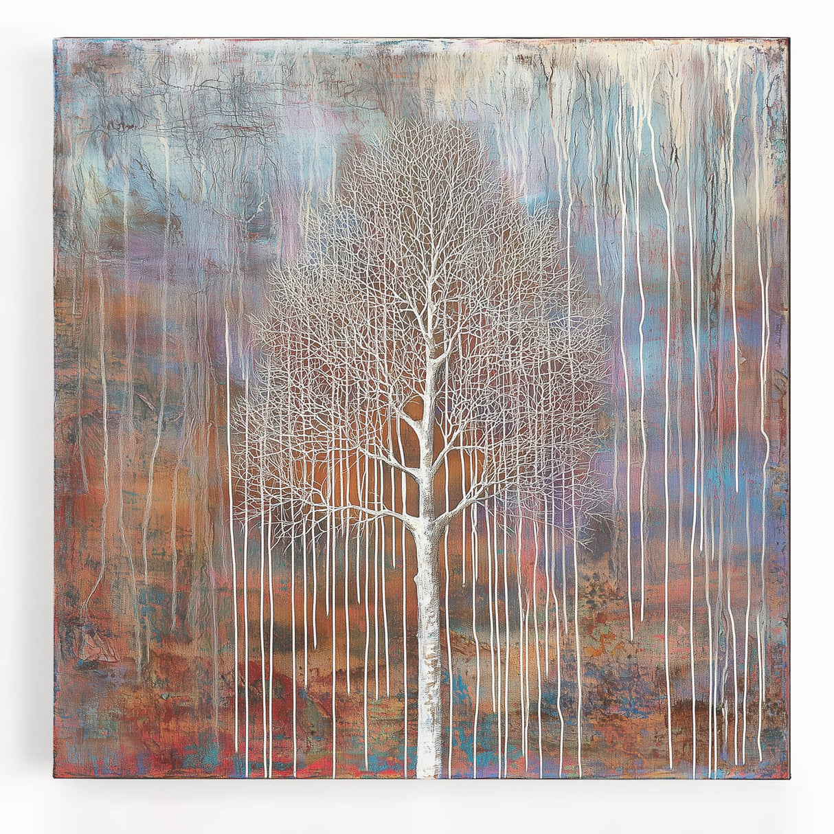 Teal and Brown Abstract Tree Wall Art - Large Canvas & Framed Print