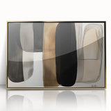 Framed minimalist abstract art piece with a gold-accented design, showcasing clean lines and a modern aesthetic, perfect for contemporary home decor.