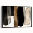 Framed minimalist abstract canvas wall art in black, showcasing a sleek side view. Perfect for modern decor, adding elegance to any living space.