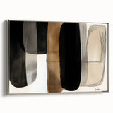 Framed minimalist abstract canvas artwork showcasing a sleek silver frame with a side view, perfect for modern home decor and gallery walls. The design features soft, blended colors that enhance any interior space.