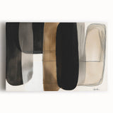 Abstract minimalist stretched canvas artwork showcasing a blend of soft pastel colors and geometric shapes, perfect for modern home decor. Ideal for living rooms or offices, this piece enhances aesthetic appeal while maintaining a calm ambiance.