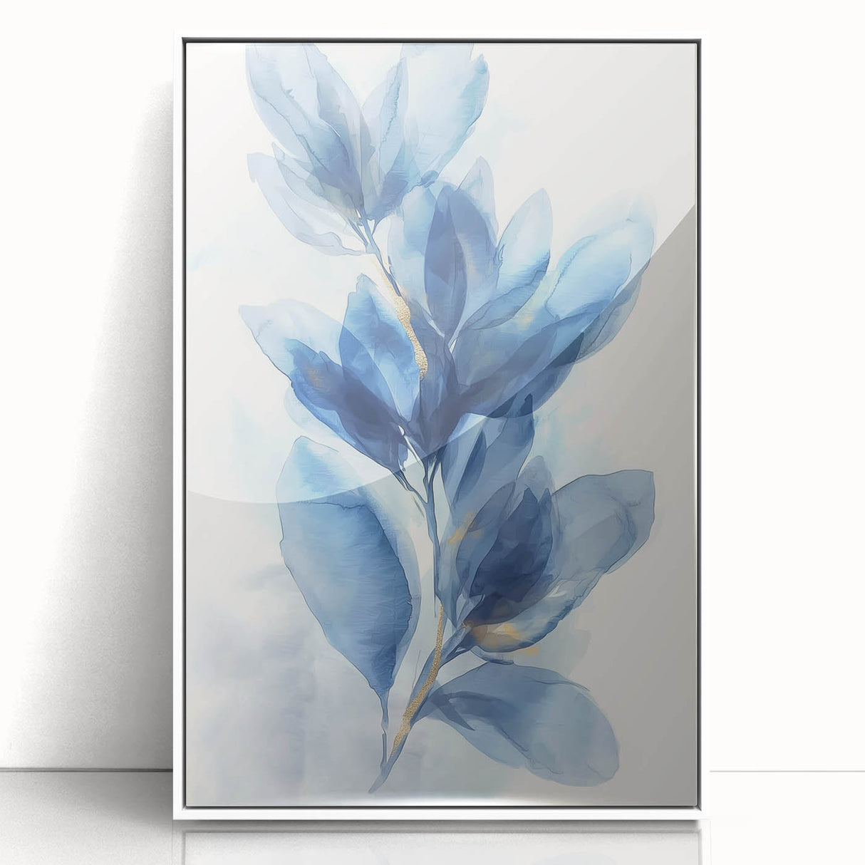 Framed acrylic wall art featuring a minimalist abstract design in soft white tones, showcasing elegant geometric shapes and clean lines, ideal for modern decor.