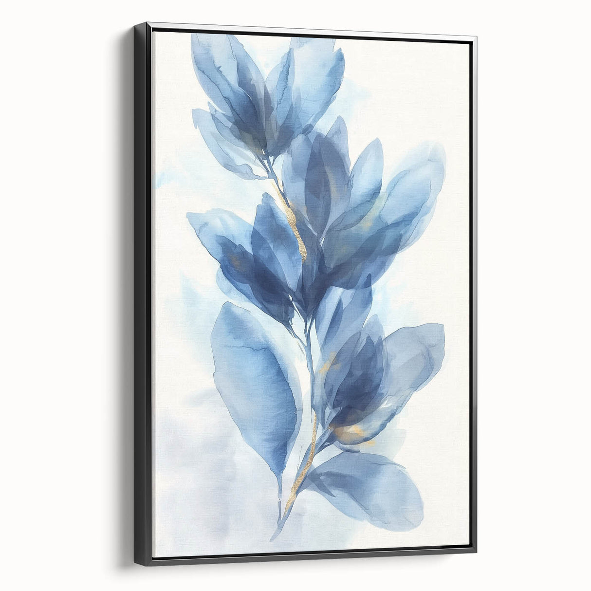 Framed minimalist abstract canvas artwork in black, showcasing a sleek side view that emphasizes its modern design and elegant finish, perfect for contemporary decor.
