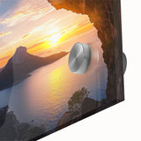 Close-up view of a vibrant acrylic glass artwork depicting stunning cave landscapes, showcasing intricate details and rich colors, perfect for modern decor.