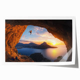 Vibrant rolled print showcasing a stunning landscape with intricate cave formations, featuring rich earth tones and detailed textures, ideal for home decor.