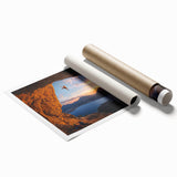 Rolled print showcasing a stunning cave landscape design with intricate details and vibrant colors, ideal for home decoration and artistic display, packaged securely in a protective tube.
