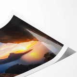 Vibrant rolled print depicting a stunning landscape with intricate cave formations, showcasing rich colors and textures, ideal for home decor and art enthusiasts.