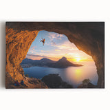 Stretched canvas artwork depicting a mesmerizing cave landscape with intricate textures and rich earthy tones, ideal for enhancing home decor and art collections.