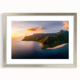Framed landscape artwork showcasing majestic cliffs with a silver mat border, perfect for enhancing modern home decor. Ideal for nature lovers and art enthusiasts.