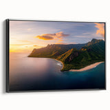 Framed canvas artwork depicting a breathtaking landscape of cliffs, showcasing vibrant colors and intricate details, set against a sleek black frame for an elegant finish. Perfect for enhancing modern decor.