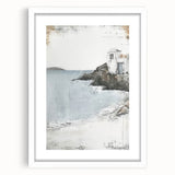 Abstract architectural wall art framed in white, showcasing geometric patterns and soft colors, ideal for modern home decor or office aesthetics.