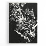 Bold Expressionist Portrait - Abstract Black and White Canvas Print