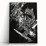 Bold Expressionist Portrait - Abstract Black and White Canvas Print