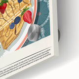 Large abstract wall art featuring various food dishes in mid-century modernist style on acrylic glass.