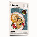 Acrylic print of assorted food dishes in vibrant colors, ideal for dining room decor.