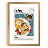 Extra large wall art featuring abstract art prints of various food dishes in muted earth tones, framed in gold.