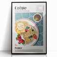 Large abstract wall art featuring an array of food dishes in mid-century modernist style, framed in black acrylic.
