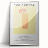 Mid-century modernist art deco poster featuring a colorful abstract design on a silver-framed acrylic print.