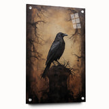 Spooky Wall Art - Gothic Raven on Haunted Landscape