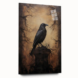 Spooky Wall Art - Gothic Raven on Haunted Landscape