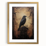 Spooky Wall Art - Gothic Raven on Haunted Landscape